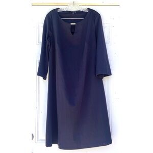 Sharagano Classic Navy Long Sleeve Dress Gold Bar Accent!
